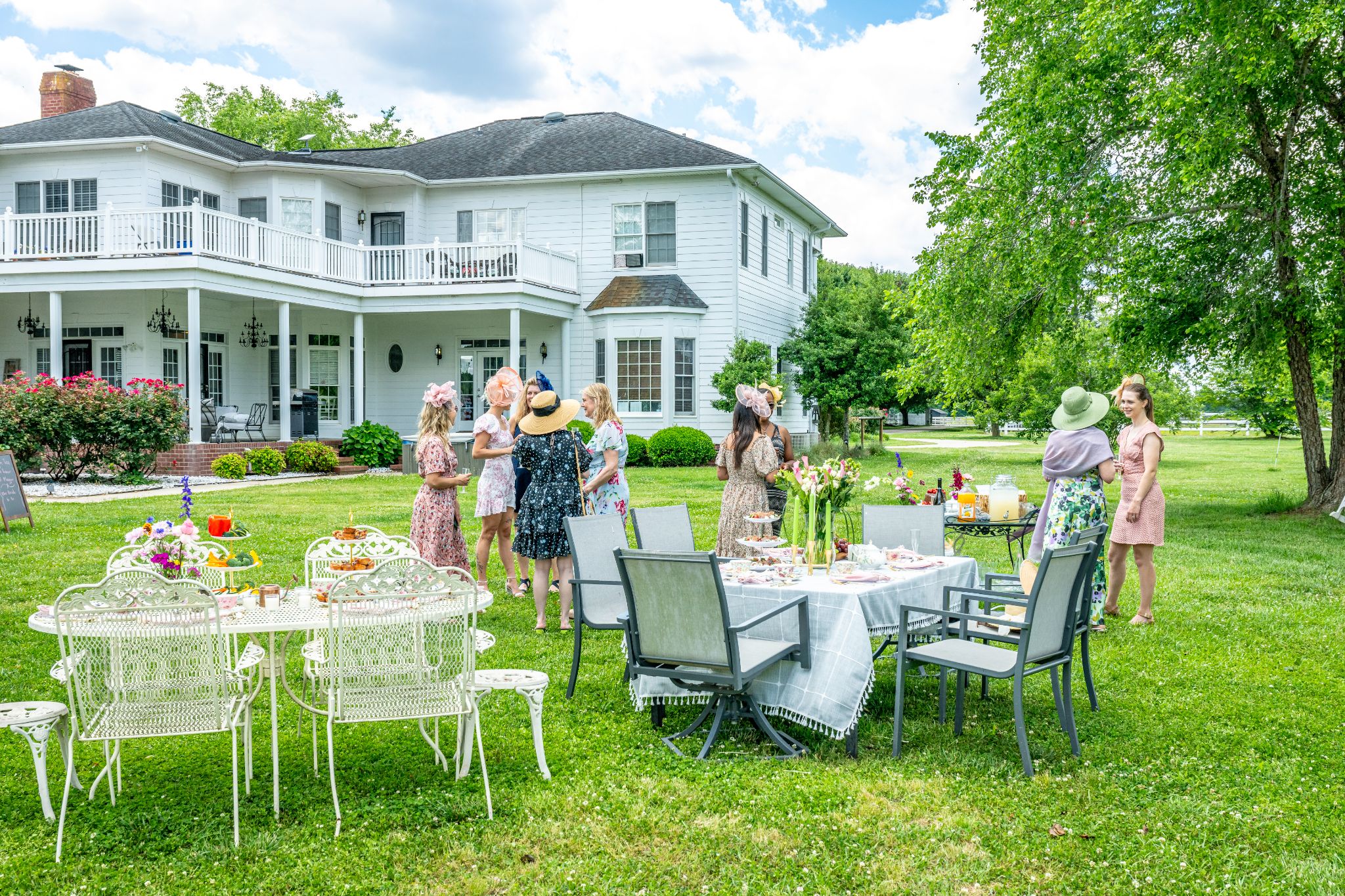 Garden gathering behind the main house at Parkton Place, Parkton NC